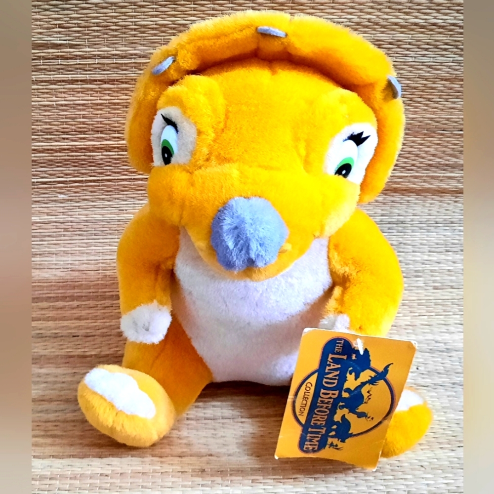 Vintage Land Before Time, Plush  Cera Yellow Dinosaur, w/Tag